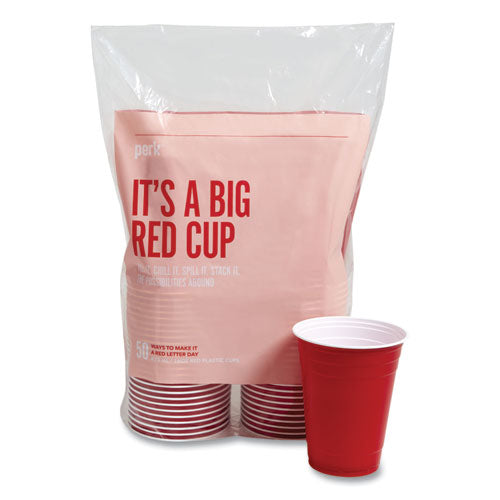 Plastic Cold Cups, 16 Oz, Red, 50-pack