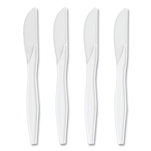 Mediumweight Plastic Cutlery, Knife, White, 1,000-pack
