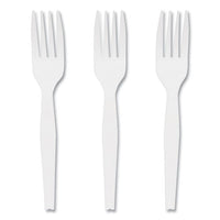 Mediumweight Plastic Cutlery, Fork, White, 1,000-pack