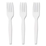 Mediumweight Plastic Cutlery, Fork, White, 1,000-pack