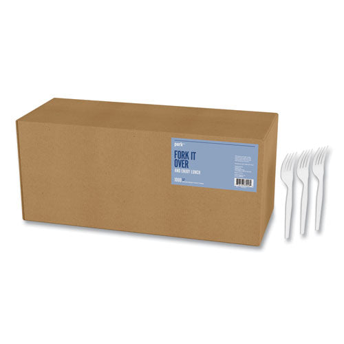 Mediumweight Plastic Cutlery, Fork, White, 1,000-pack
