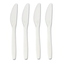 Mediumweight Plastic Cutlery, Knife, White, 300-pack