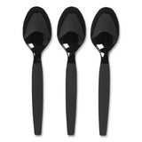 Heavyweight Plastic Cutlery, Teaspoon, Black, 100-pack