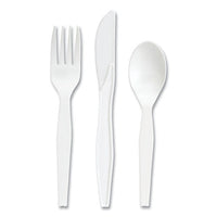 Mediumweight Plastic Cutlery, Fork-knife-teaspoon, White, 100 Sets-pack