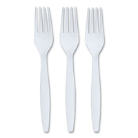 Heavyweight Plastic Cutlery, Fork, White, 100-pack