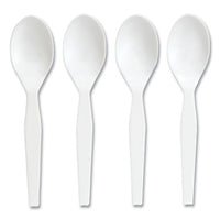 Mediumweight Plastic Cutlery, Teaspoon, White, 300-pack