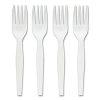 Eco-id Mediumweight Compostable Cutlery, Fork, White, 300-pack