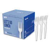 Eco-id Mediumweight Compostable Cutlery, Fork, White, 300-pack