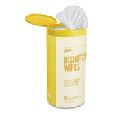 Disinfecting Wipes, Lemon, 7 X 8, 75 Wipes-canister