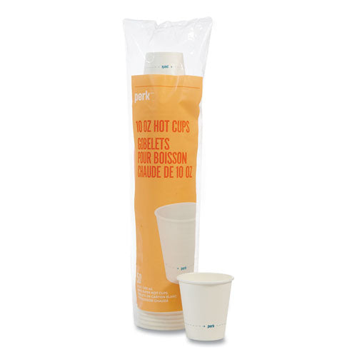 White Paper Hot Cups, 10 Oz, 50-pack