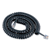 Coiled Phone Cord, Plug-plug, 12 Ft, Black
