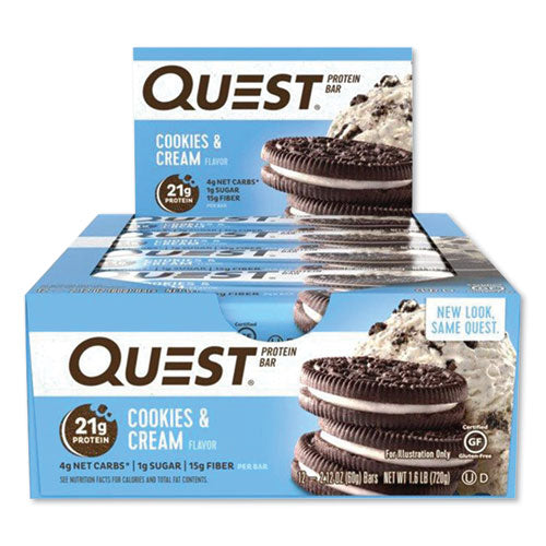 Protein Bars, Cookies And Cream, 2.12 Oz Bar, 12 Bars-box