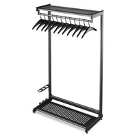 Single-sided Rack W-two Shelves, 12 Hangers, Steel, 48w X 18.5d X 61.5h, Black