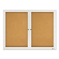 Enclosed Bulletin Board, Natural Cork-fiberboard, 48 X 36, Silver Aluminum Frame