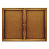 Enclosed Bulletin Board, Natural Cork-fiberboard, 48 X 36, Oak Frame