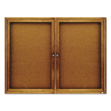 Enclosed Bulletin Board, Natural Cork-fiberboard, 48 X 36, Oak Frame