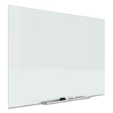 Invisamount Magnetic Glass Marker Board, Frameless, 39" X 22", White Surface