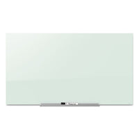 Invisamount Magnetic Glass Marker Board, Frameless, 50" X 28", White Surface