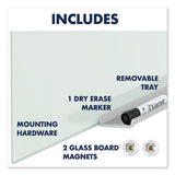 Invisamount Magnetic Glass Marker Board, Frameless, 50" X 28", White Surface