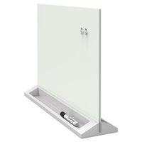 Desktop Magnetic Glass Dry-erase Panel, 23" X 17", White