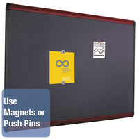 Prestige Plus Magnetic Fabric Bulletin Board, 48 X 36, Mahogany Frame