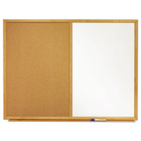 Bulletin-dry-erase Board, Melamine-cork, 36 X 24, White-brown, Oak Finish Frame