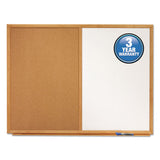 Bulletin-dry-erase Board, Melamine-cork, 48 X 36, White-brown, Oak Finish Frame