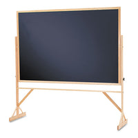 Reversible Chalkboard, 72 X 48, Black Surface, Oak Frame