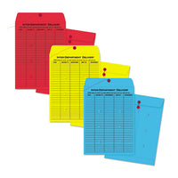 Colored Paper String & Button Interoffice Envelope, #97, One-sided Five-column Format, 10 X 13, Red, 100-box