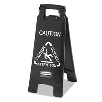 Executive 2-sided Multi-lingual Caution Sign, Black-white, 10 9-10 X 26 1-10
