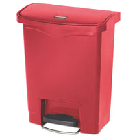 Slim Jim Resin Step-on Container, Front Step Style, 8 Gal, Red