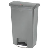 Slim Jim Resin Step-on Container, Front Step Style, 13 Gal, Gray