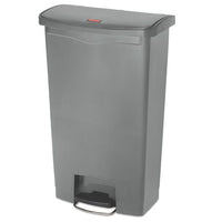 Slim Jim Resin Step-on Container, Front Step Style, 18 Gal, Gray