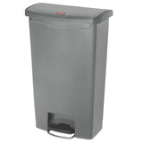 Slim Jim Resin Step-on Container, Front Step Style, 18 Gal, Gray