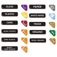 Recycle Label Kit For Slim Jim Recycling Station Billboard, 10 Assorted Messages, 5.59 X 9.55, White-clear