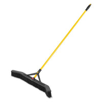 Maximizer Push-to-center Broom, 18", Polypropylene Bristles, Yellow-black