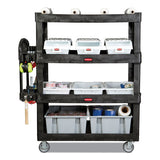 4-shelf Heavy-duty Ergo Utility Cart, 700 Lb Capacity, 24.35 X 54.1 X 62.4, Black