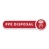 Medical Decal, Ppe Disposal, 10 X 2.5, Red