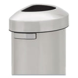 Refine Series Waste Receptacle, Half-round, 16 Gal, Stainless Steel, Silver