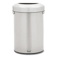 Refine Series Waste Receptacle, Half-round, 16 Gal, Stainless Steel, Silver