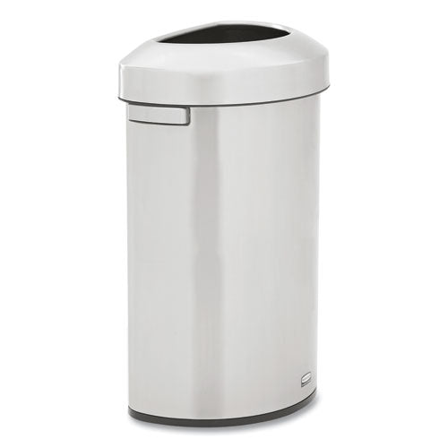 Refine Series Waste Receptacle, Half-round, 21 Gal, Stainless Steel