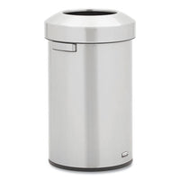 Refine Series Waste Receptacle, Round, 16 Gal, Stainless Steel, Silver