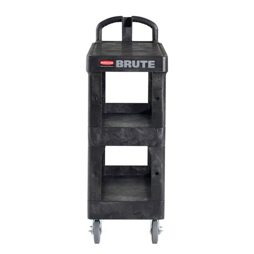 Brute 3-shelf Heavy-duty Ergo Flat Utility Cart, Resin, 3 Shelves, 600 Lb Capacity, 25.24" X 48.63" X 46.18", Black
