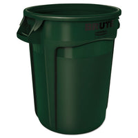 Round Brute Container, Plastic, 32 Gal, Dark Green