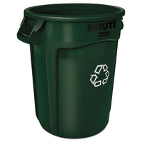 Round Brute Container, Plastic, 32 Gal, Dark Green