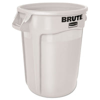 Round Brute Container, Plastic, 32 Gal, White