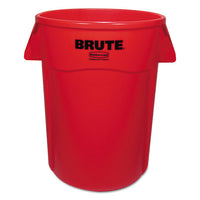 Brute Vented Trash Receptacle, Round, 44 Gal, Red