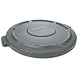 Round Flat Top Lid, For 55 Gal Round Brute Containers, 26.75" Diameter, Gray