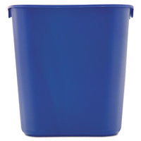 Small Deskside Recycling Container, Rectangular, Plastic, 13.63 Qt, Blue