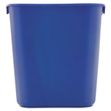 Small Deskside Recycling Container, Rectangular, Plastic, 13.63 Qt, Blue